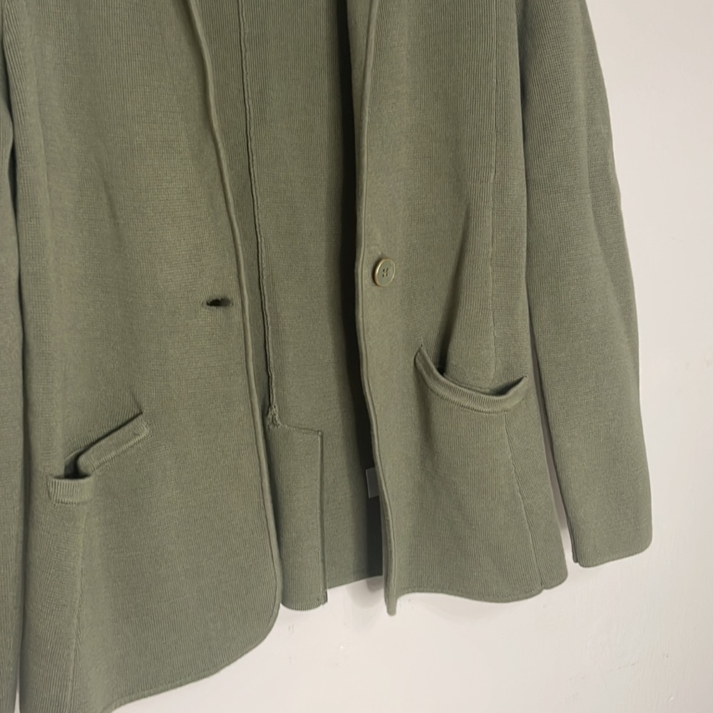 Talbots Olive Collared Sweater Jacket Blazer Card… - image 3